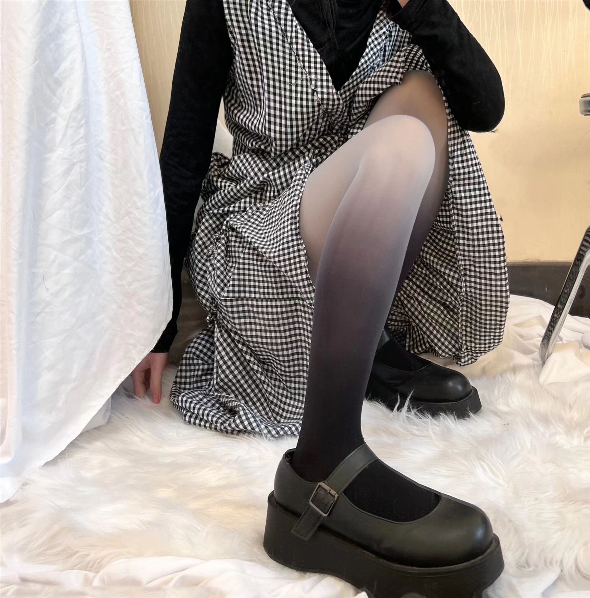 性感黑丝黑灰色渐变丝袜夜场蹦迪飒爽御姐风日系网红连裤网袜潮女