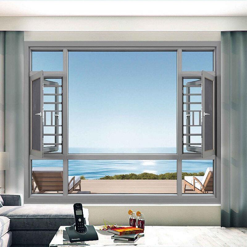 110窗纱一体断桥铝平开窗纱窗网防蚊 卧室客厅封阳台门窗厂家供应
