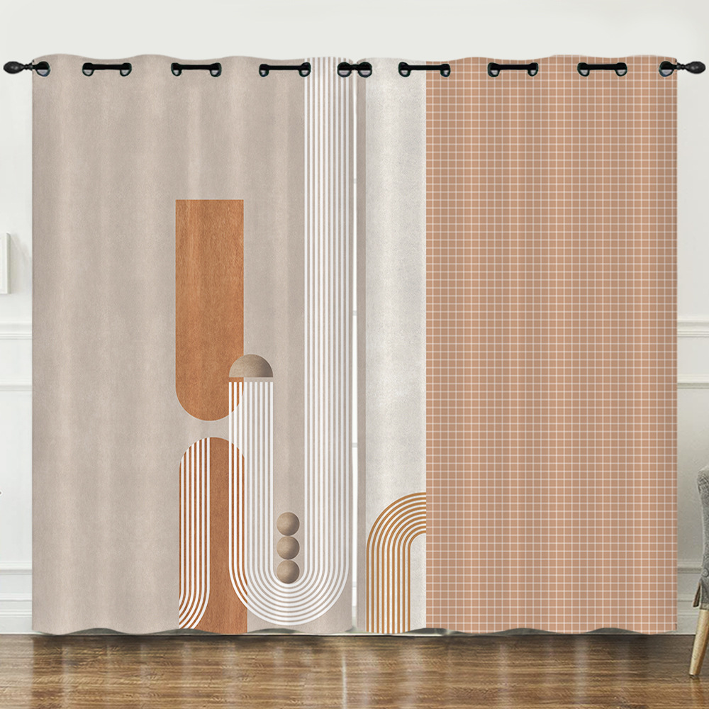 3d亚马逊跨境wishebay清新印花简单数码印花窗帘遮光打孔批发