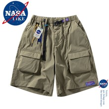 NASA联名夏季新款多口袋工装短裤男生潮牌宽松休闲男潮流直筒中裤