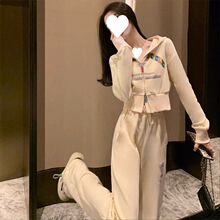 时尚运动套装女秋冬季2023新款韩版宽松显瘦连帽卫衣休闲服两件套