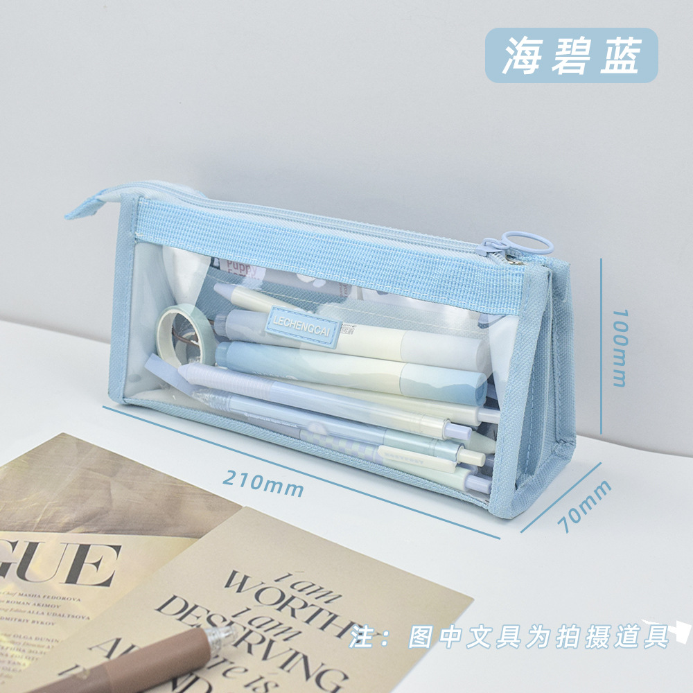 Korean Style Pencil Case 6-Layer Large Capacity Transparent Ins Style Good-looking Girls 2023 New Popular Internet Celebrity Stationery Box