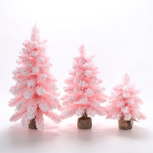 圣诞节装饰礼品 30cm45cm60cm桌面植绒粉色小树 橱窗装饰圣诞树