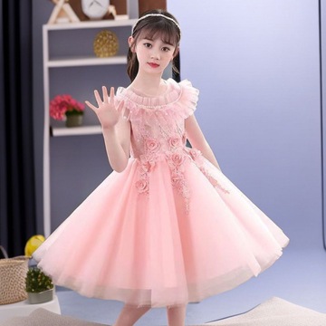 女童夏季演出服礼服公主裙花童婚礼小白色婚纱女孩主持人连衣裙