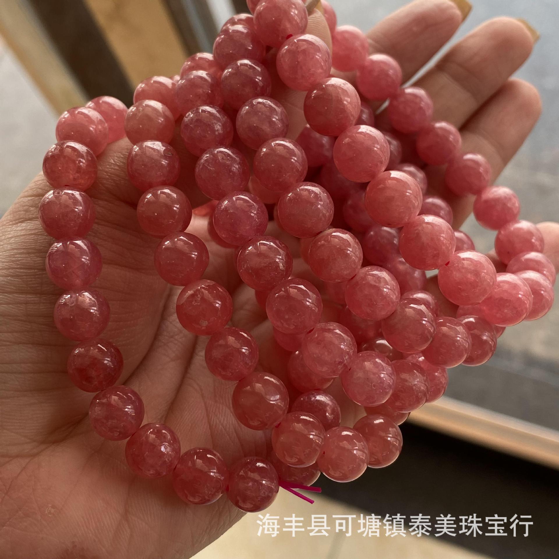 天然红纹石圆珠手链冰种红纹石阿根廷红纹时尚简约水晶工厂批发