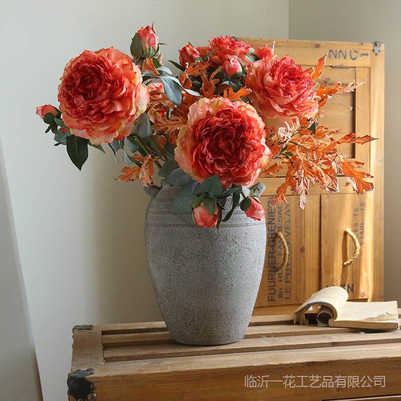 Big Peony Artificial Flower European Retro Romantic Living Room and Dining Table Decoration Decoration Fake Flower Photography Props Fake Flower