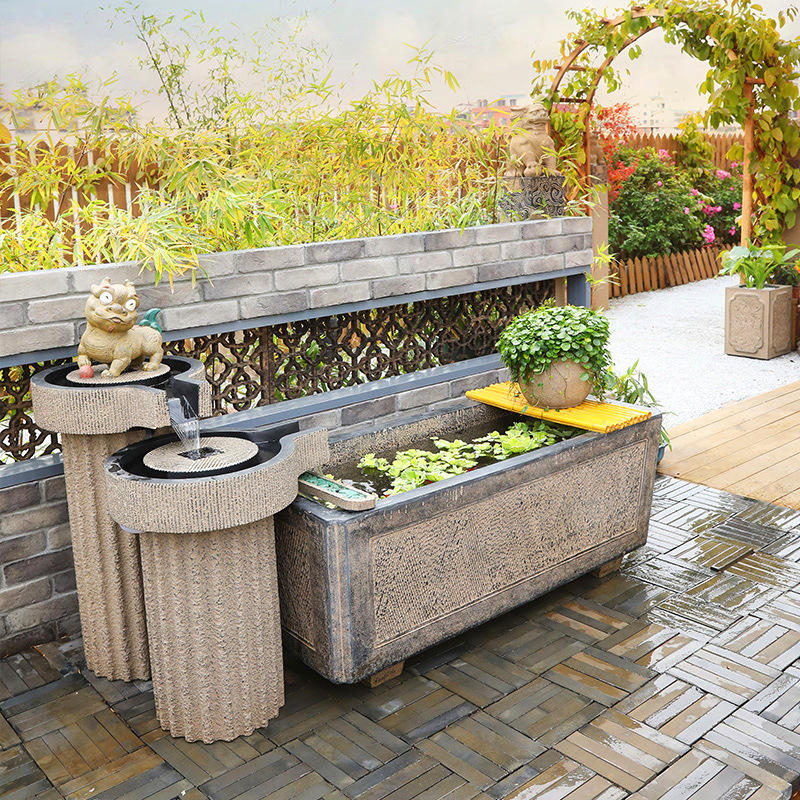 新中式大流水喷泉摆件客厅露台阳台造景庭院鱼池循环水景鱼缸摆设