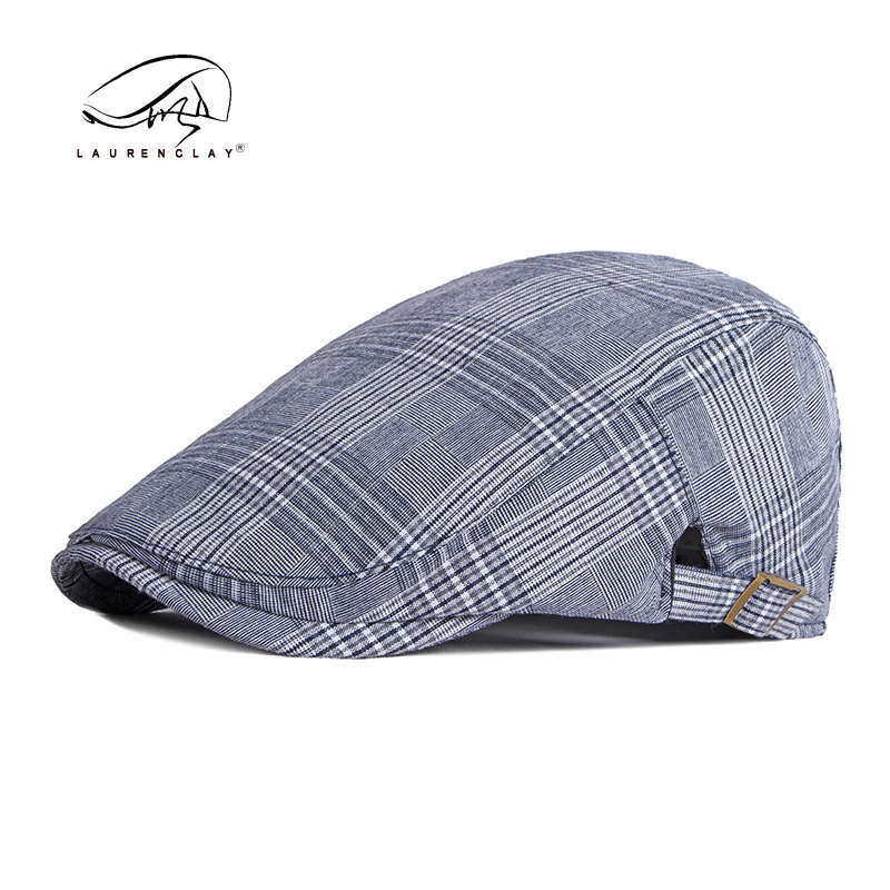 Spring and Summer New Men's Beret Adjustable British Retro Plaid Peaked Cap Photography Actor Advance Hats Female Fashion