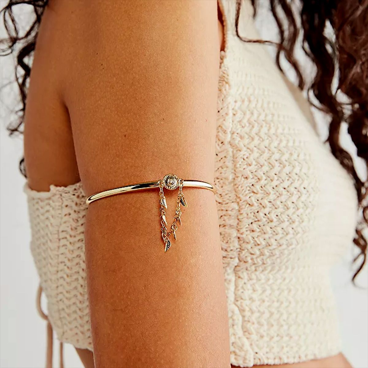 欧美跨境专供调节式几何金属手饰复古创意树叶吊坠工厂直销臂环女