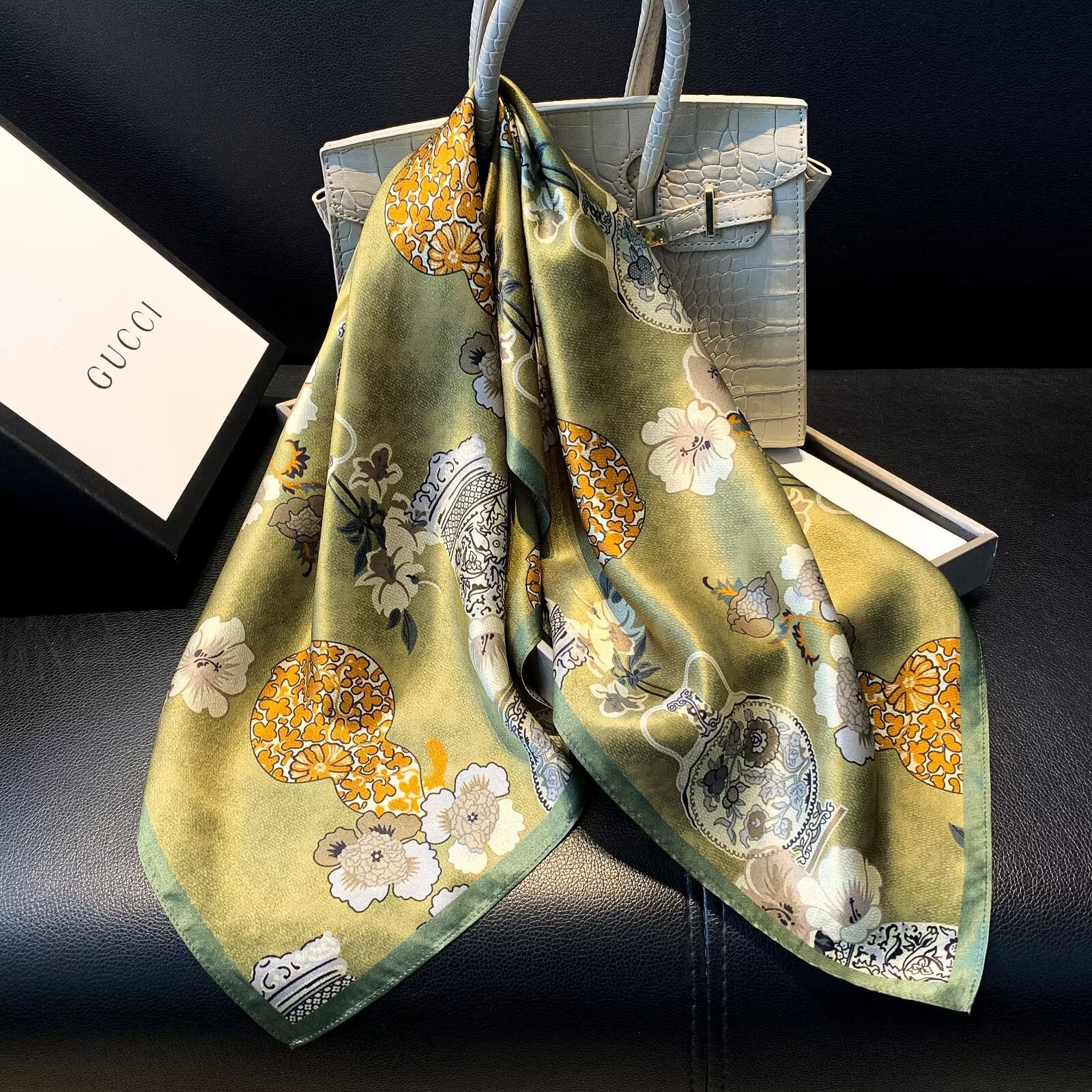 国风2024新款气质真丝小方巾女丝巾两用100%桑蚕丝装饰领巾春夏季