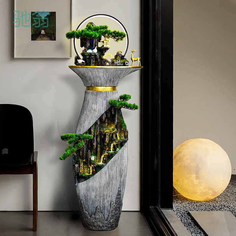 cxe落地流水摆件循环水景喷泉办公室装饰品假山招才风水轮玄关加