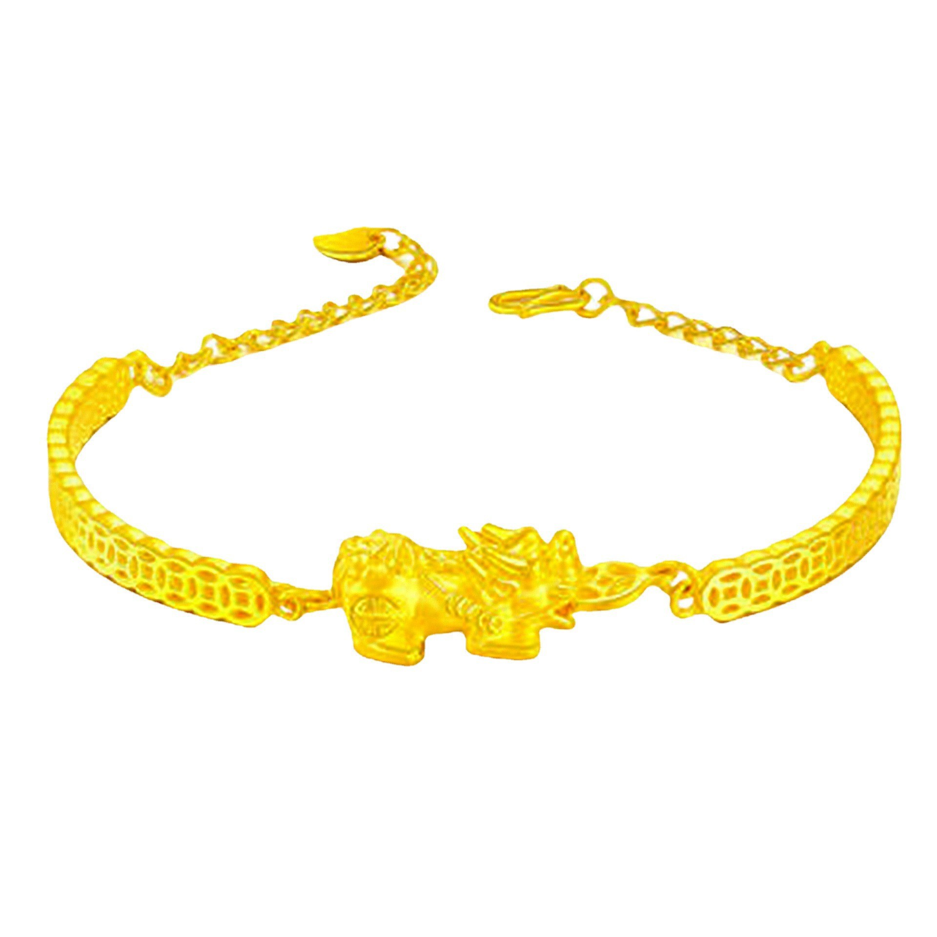 新品镀金金钱貔貅手链貔貅转运珠镀金吉祥物貔貅手镯链可调节直销