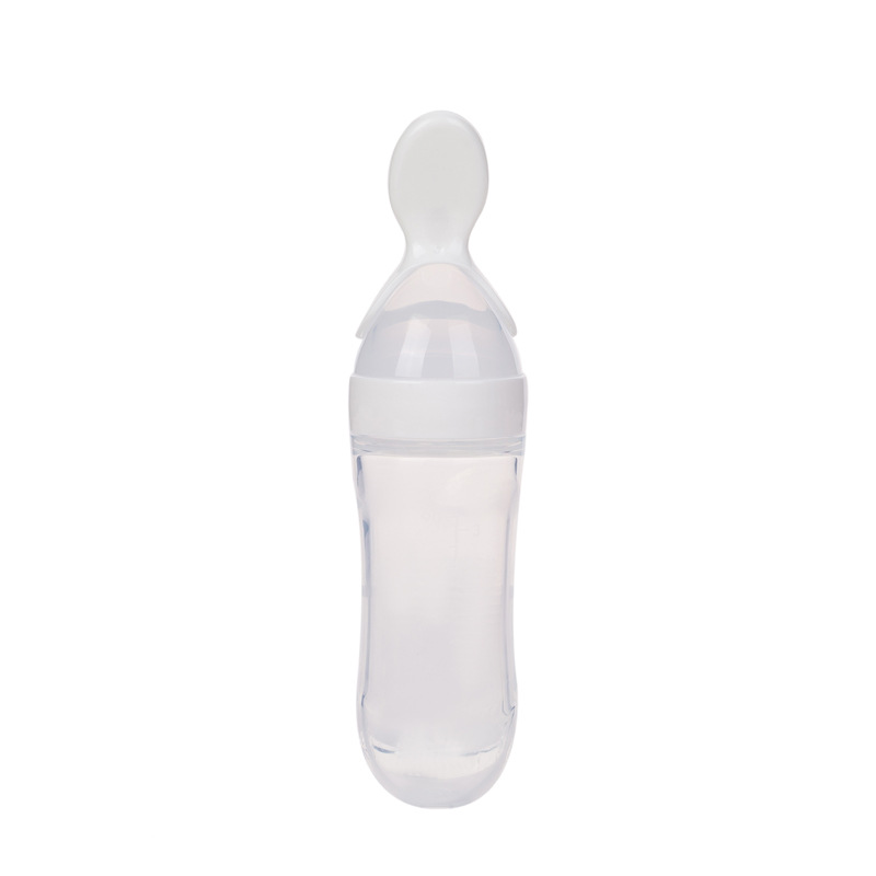 Silicone Baby and Infant Rice Paste Bottle 90ml Squeeze Feeding Bottle Rice Cereal Spoon Children's Rice Flour 