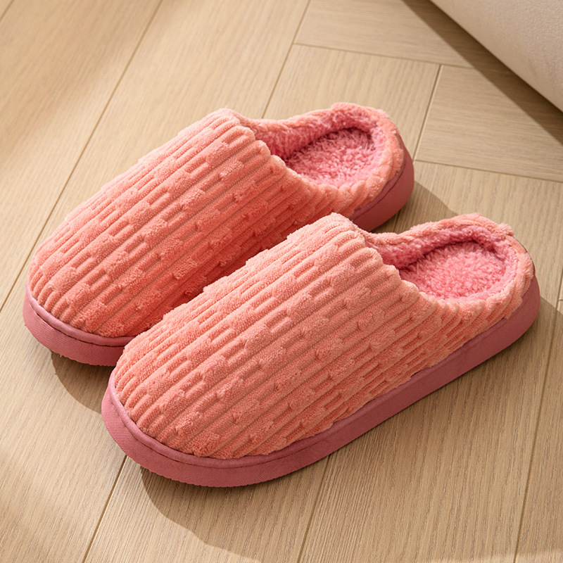 2023 Community Cotton Slippers Men's and Women's Confinement Winter Thick Bottom Couple Korean Style Student Home Non-Slip Indoor Corduroy