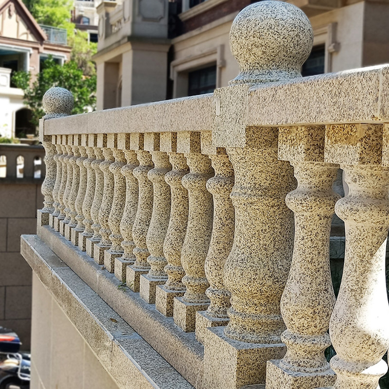 厂家直营花岗岩别墅栏杆 黄锈石栏杆黄金麻花瓶柱 河道桥栏杆