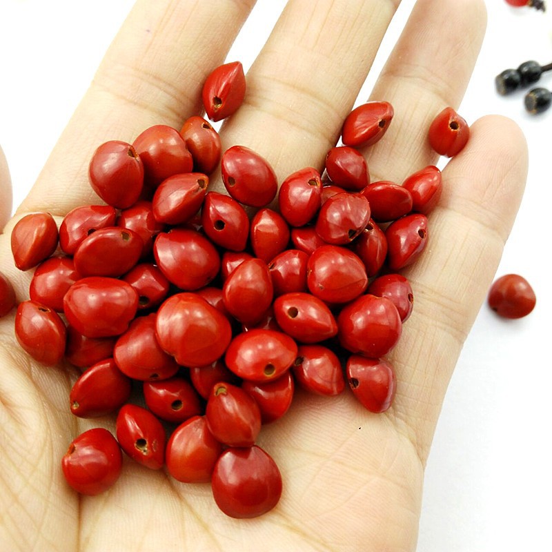 相思豆红豆散珠 diy玲珑骰子安红豆天然血菩提子原籽手链手串配件