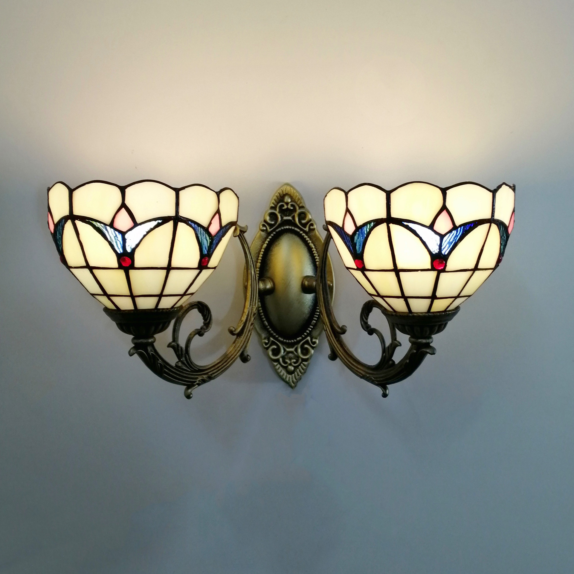 双头壁灯卧室床头镜前灯浴室阳台灯欧式蒂凡尼时尚简约创意灯具