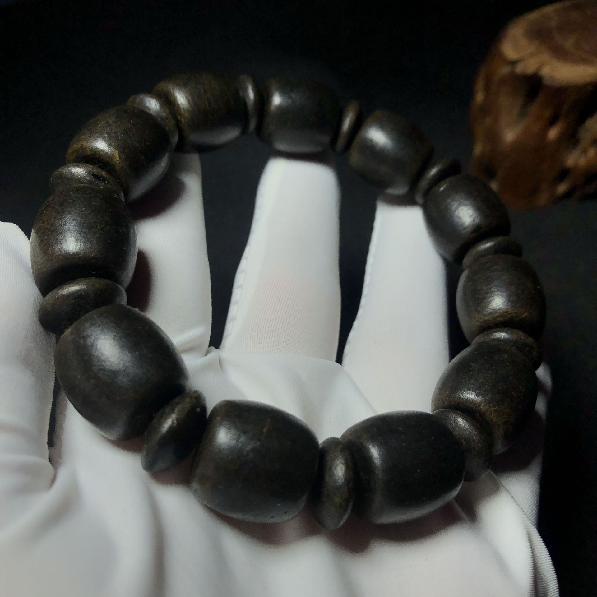 越南芽庄沉香手串黑油老料沉水级桶珠越南沉香木手链结香甜香药香