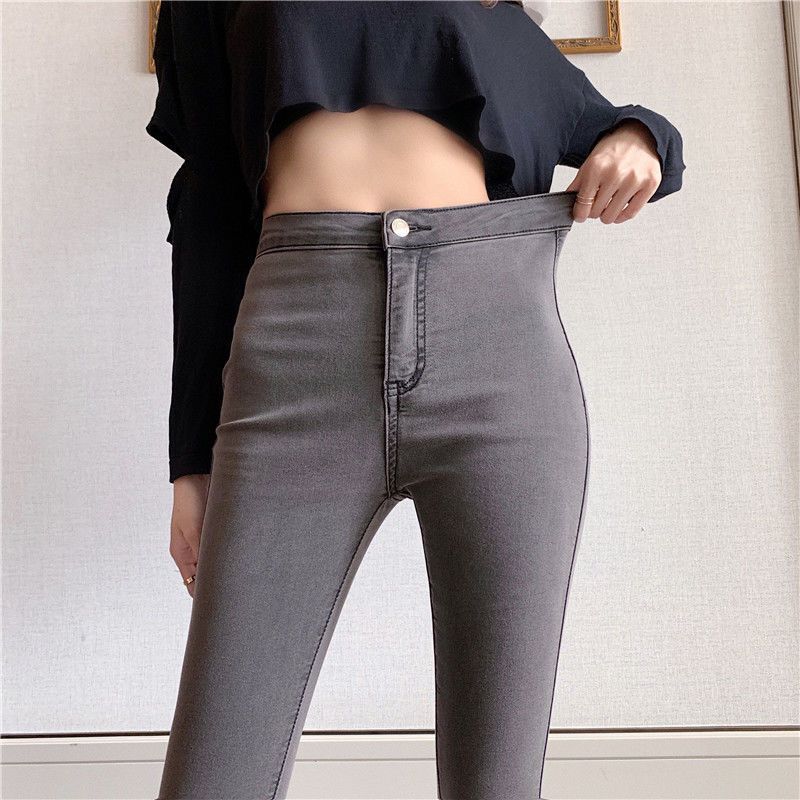 Skinny Skinny Light Blue Jeans for Women Spring and Autumn Chic High Waist Women's Slimming Stretch Cropped Pencil Pants for Women
