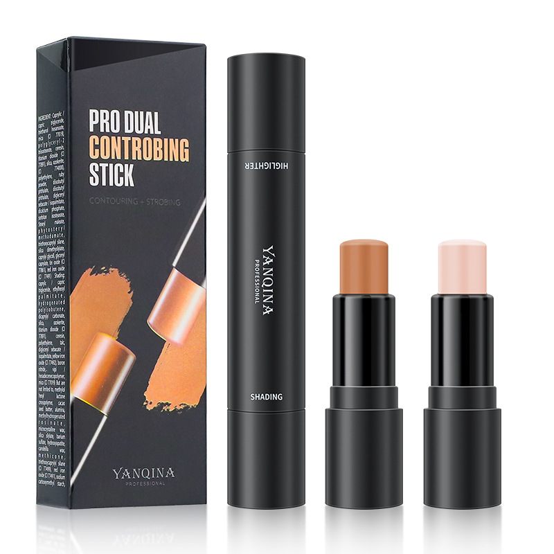 Yanqina Qiqina Contour Stick Facial Concealer Brightening Shadow Three-Dimensional Double-Headed Highlighter Cross-Border Makeup