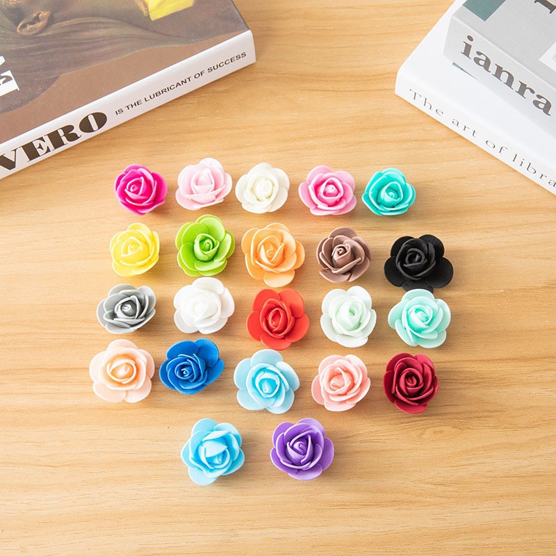 3.5cm泡沫仿真花玫瑰熊人造花DIY礼品盒婚礼装饰圣诞家居装饰拍摄