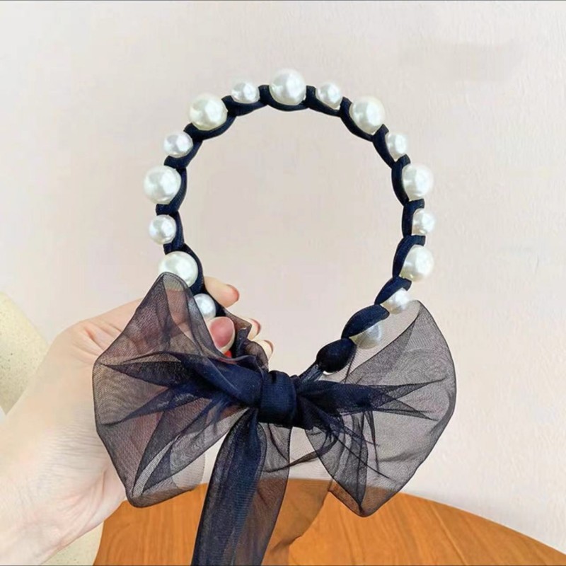 High-Grade Pearl Headband Light Luxury Internet Celebrity Elegant Hair Accessories Streamer Hair Tie Rope Pearl Headband in Stock Wholesale