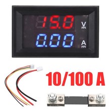 Mini Dual Color LED Digital Voltmeter Ammeter DC 100V 50A Pa