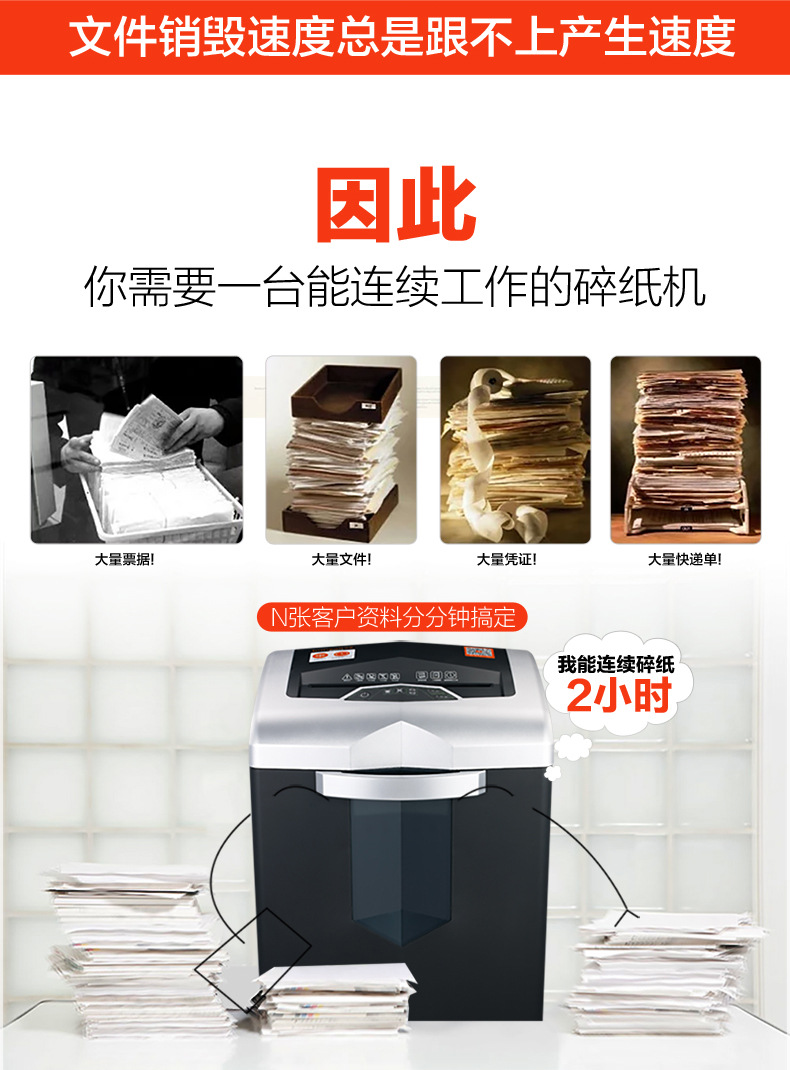 盆景碎纸机719高保密连续颗粒状家用电动办公粉碎机