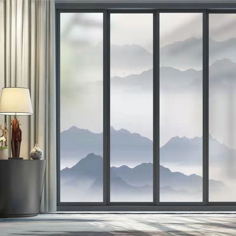 夹丝玻璃夹山水画玻璃双层炫彩玻璃夹胶渐变玻璃酒店淋浴房玻璃