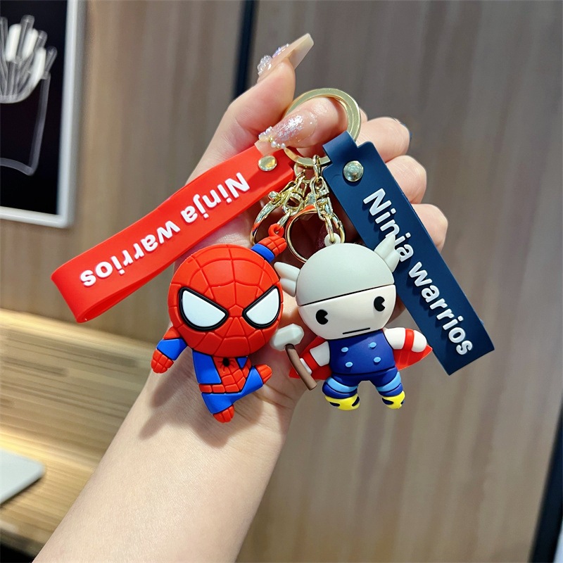 Creative Cartoon Avengers Keychain Marvel Iron Man Spider-Man American Team Key Chain Men's and Women's Handbags Pendant