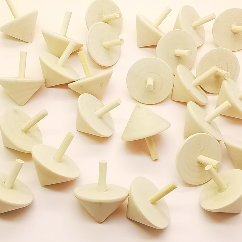 跨境小玩具原木白胚木质陀螺木制陀螺儿童玩具锻炼宝宝抓握力玩具