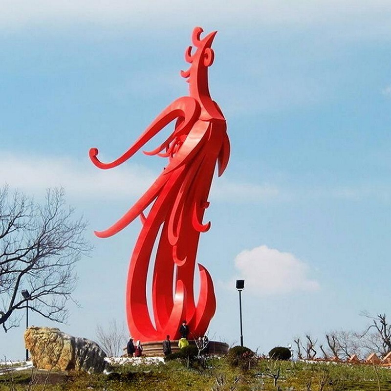 异形烤漆金属雕塑江苏天筑定制江阴不锈钢凤凰景观雕塑