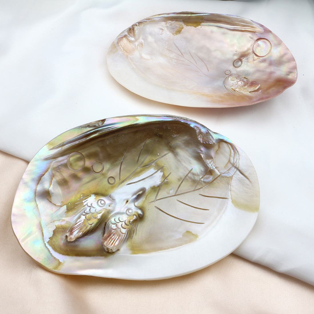 手工雕刻蚌壳挂件 天然珍珠单片大蚌壳 贝壳餐盘 天然贝壳工艺品