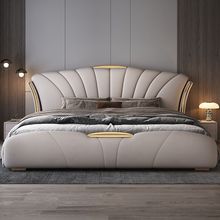 意式主卧真皮床双人1.8x2米豪华床现代网红皮床1.5米家用储物婚床