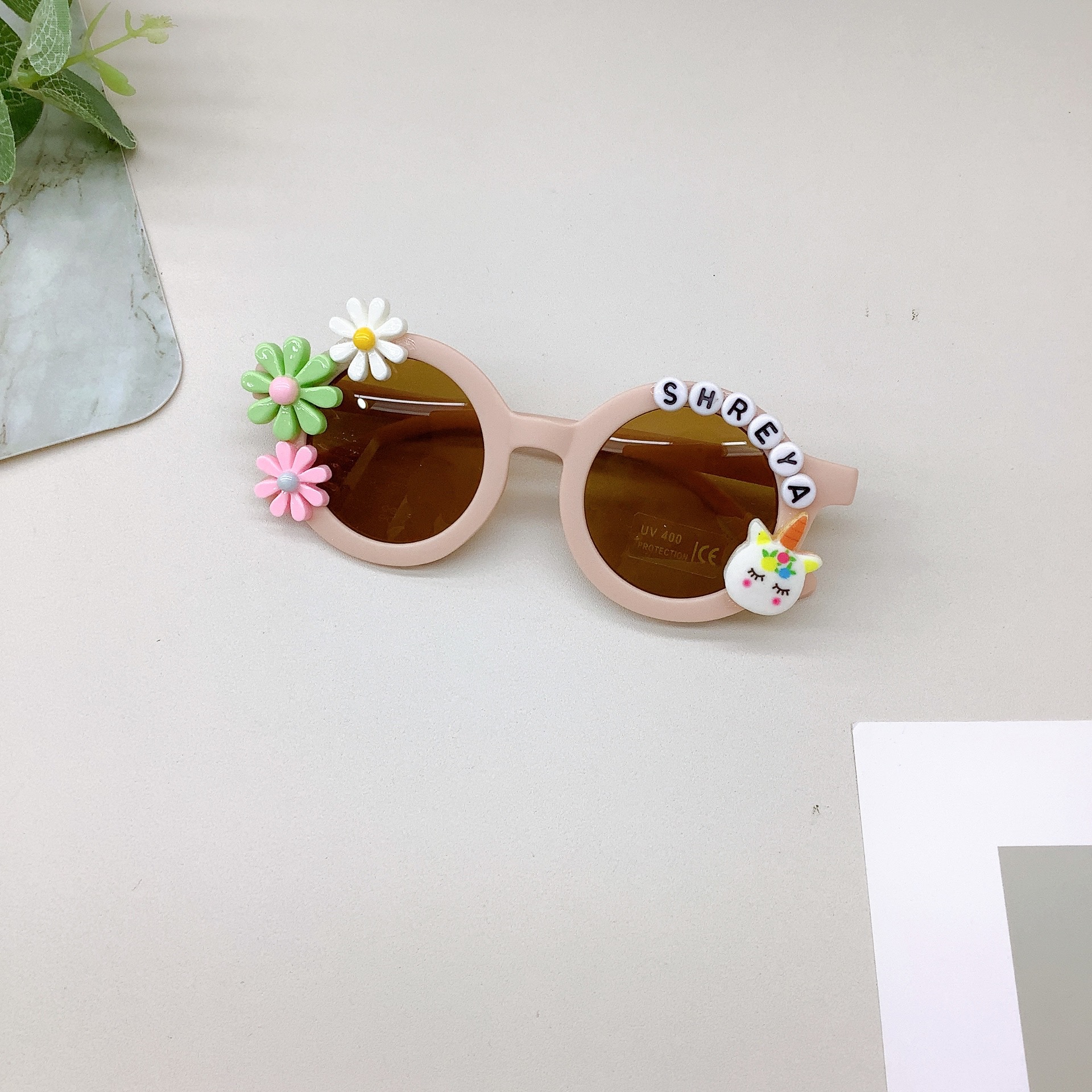 New Kids Sunglasses Travel Sun-Proof UV Protection Unicorn Flower Letter Baby Sunglasses Tide