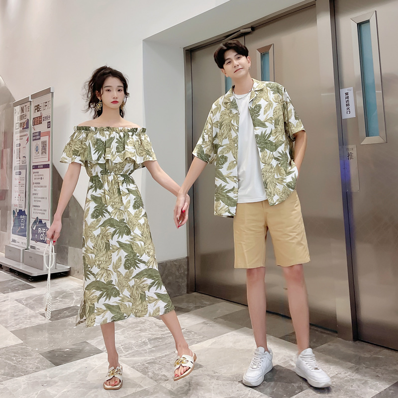 情侣装夏装连衣裙一裙一衣气质海边度假超仙显瘦一件代发虾皮跨境