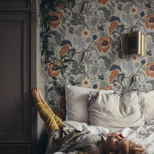 瑞典进口墙纸北欧复古花朵卧室壁纸美式田园花卉墙布别墅壁画