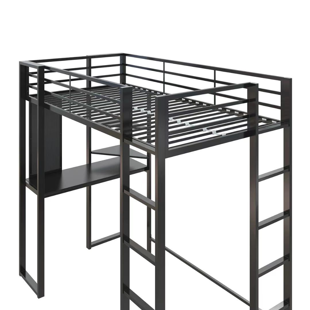 金属高架床高低双层铁床家用简易铁床复式二楼床上床下桌铁艺床