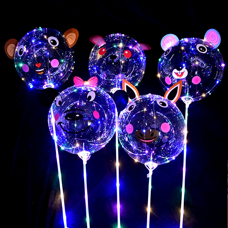 Internet Celebrity Bounce Ball Transparent Night Market Stall with Light Luminous Balloon Colorful Light Ball Push Cartoon Children Stall