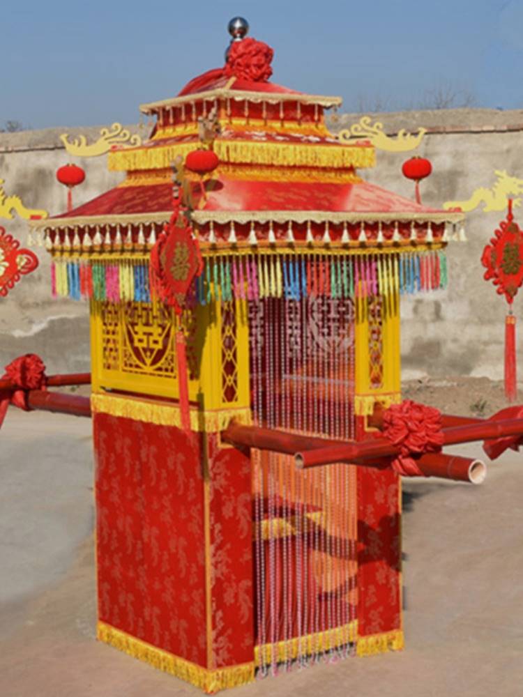 花轿婚庆喜轿传统山庄婚庆喜轿结婚古典步辇古镇十里红妆道具传统