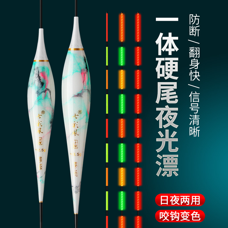 新品一体电子漂硬尾醒目日夜两用咬钩变色夜光漂野钓黑坑鲫鱼漂