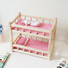 宝宝过家家具娃娃床双层床公主床角色扮演木质婴儿童摇摇床玩具床