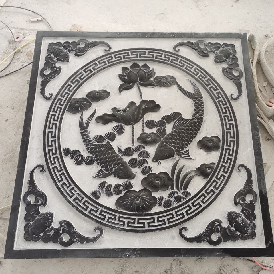 仿古石雕五福临门浮雕户外墙壁庭院地面青石屏风石材雕刻装饰摆件