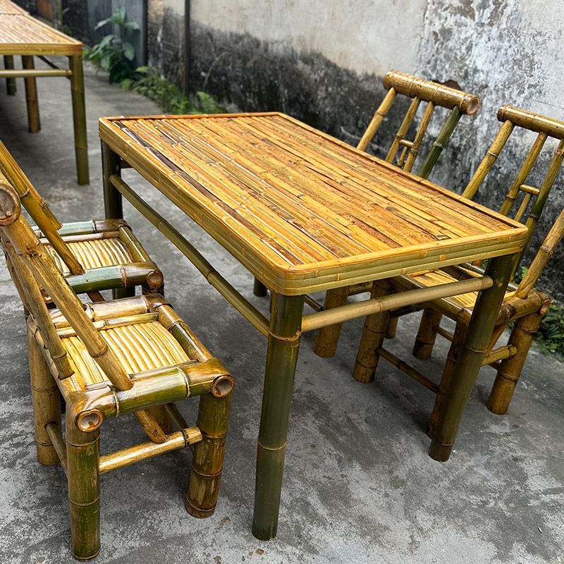 竹桌椅组合户外庭院竹茶几竹编椅子围炉煮茶竹家具八仙桌竹制长桌