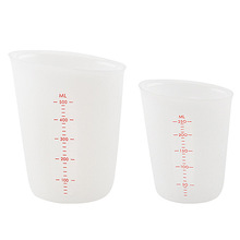 批发硅胶带刻度量杯可视半透双刻度软量杯大容量烘焙计量杯居家测