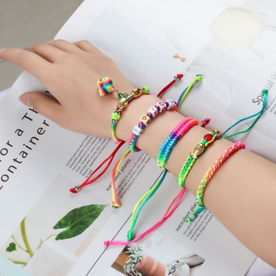 端午节五彩绳手链儿童编织手绳七彩色宝宝男女大人五月节手链批发