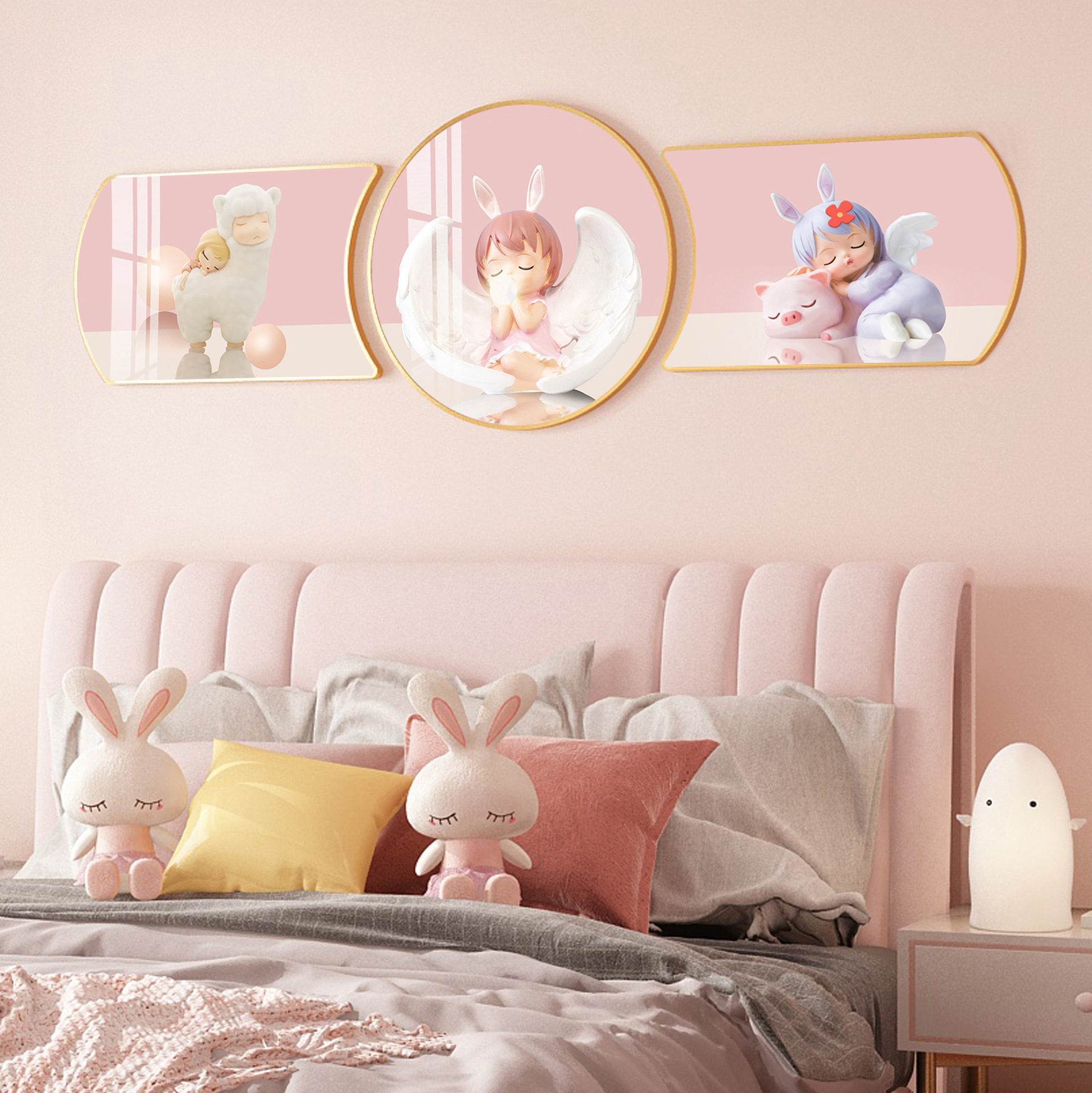 现代简约儿童房卡通装饰画女孩男孩房可爱床头壁画沙发背景墙画