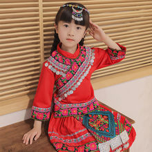彝族六一儿童民族演出服传统原生态彝族火把节女童舞蹈服装