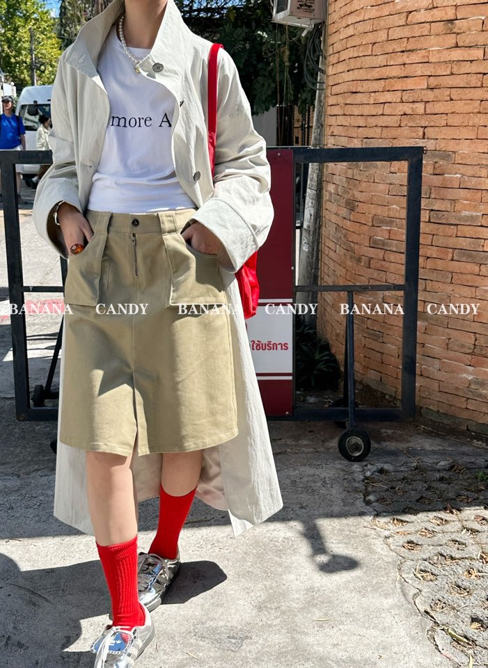 bananacandy春季新款双色大口袋时尚风格工装半身裙68552-阿里巴巴