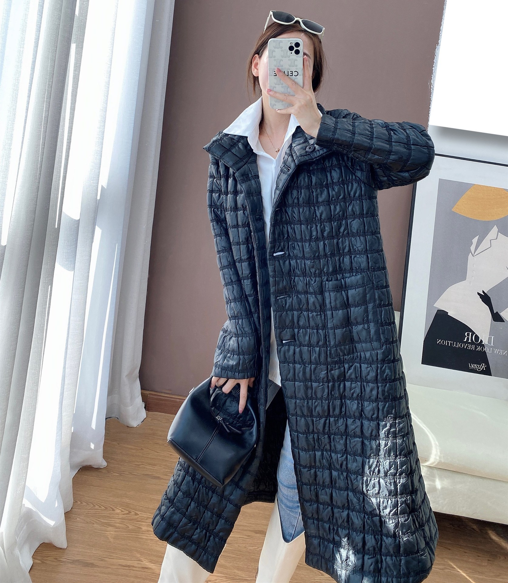 连帽铺棉外套女